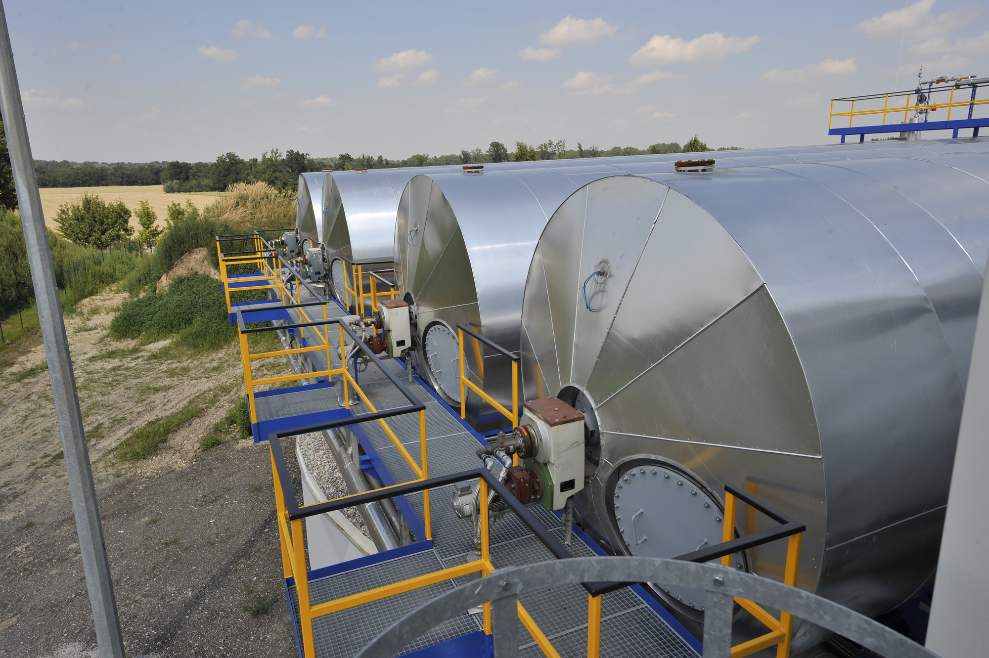 Our industrial Biogas-Plant in Zwentendorf, showing the 1st stage fermenters (view from south-west direction)